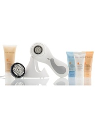 Discover the Dermatologists' secret to silky-smooth, radiantly fresh skin. Clarisonic goes beyond cleansing by using sonic technology to gently yet deeply cleanse pores of environmental toxins, makeup and bacteria-without abrasion or harsh chemicals. Unlike superficial cleansing, CLARISONIC® removes greater than six times more makeup and actually increases product absorption-making skin more receptive to skincare ingredients (up to 61% of Vitamin C in a recent clinical study). With regular daily use the Clarisonic reduces dry skin patches, oily areas and blemishes and immediately leaves skin feeling and looking smoother. Developed by the lead inventor of Sonicare® and used and recommended by leading dermatologists and cosmetic surgeons.The new Clarisonic PLUS has three speeds gentle enough for cleansing the face yet effective for the décolleté, neck and arms. Features include simple control buttons, a customizable T-TIMER and a charge indicator so you're never without your Clarisonic. The Clarisonic PLUS also powers the Spot Therapy Brush Head for noticeably softer, smoother, firmer skin on the body. Gently cleanse and exfoliate, and effectively prepare areas such as the elbows, knees and feet to better absorb skin care products. Discover the Dermatologists' secret to silky-smooth, radiantly fresh skin. Clarisonic goes beyond cleansing by using sonic technology to gently yet deeply cleanse pores of environmental toxins, makeup and bacteria-without abrasion or harsh chemicals. Unlike superficial cleansing, CLARISONIC® removes greater than six times more makeup and actually increases product absorption-making skin more receptive to skincare ingredients (up to 61% of Vitamin C in a recent clinical study). With regular daily use the Clarisonic reduces dry skin patches, oily areas and blemishes and immediately leaves skin feeling and looking smoother. Developed by the lead inventor of Sonicare® and used and recommended by leading dermatologists and cosmetic surgeons.The new Clarisonic PLUS has three speeds gentle enough for cleansing the face yet effective for the décolleté, neck and arms. Features include simple control buttons, a customizable T-TIMER and a charge indicator so you're never without your Clarisonic. The Clarisonic PLUS also powers the Spot Therapy Brush Head for noticeably softer, smoother, firmer skin on the body. Gently cleanse and exfoliate, and effectively prepare areas such as the elbows, knees and feet to better absorb skin care products.