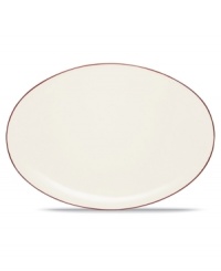 Simple and versatile, the Colorwave Raspberry oval platter is crafted in white stoneware with dark magenta accents. Mix and match this mealtime essential with the rest of the Japanese-inspired collection to create a table that's an expression of your personal taste. Simple and versatile, the Colorwave Raspberry oval platter is crafted in white stoneware with dark magenta accents. Mix and match this mealtime essential with the rest of the Japanese-inspired collection to create a table that's an expression of your personal taste.