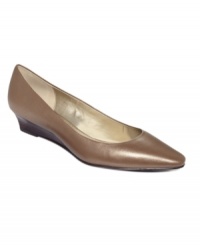 A flat fit for royalty. Adrienne Vittadini's Prince demi wedges are smooth and sleek with a small stacked wedge heel. A flat fit for royalty. Adrienne Vittadini's Prince demi wedges are smooth and sleek with a small stacked wedge heel.