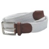 White Gunmetal Buckle Leather Tip Braided Belt