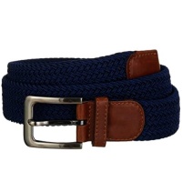 Navy Blue Gunmetal Buckle Leather Tip Braided Belt Navy Blue Gunmetal Buckle Leather Tip Braided Belt