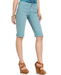Elongate your legs with DKNY Jeans' Bermuda shorts. The skinny leg and on-trend wash are ultraflattering! Elongate your legs with DKNY Jeans' Bermuda shorts. The skinny leg and on-trend wash are ultraflattering!