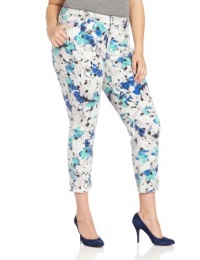 NYDJ Women's Plus-Size Alisha Ankle Watercolor Floral Blue NYDJ Women's Plus-Size Alisha Ankle Watercolor Floral Blue