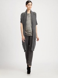This chic oversized knit shrug is constructed from alpaca-blend patches.Shawl collarShort sleevesPatchwork constructionAbout 30 from shoulder to hem40% alpaca/35% merino wool/25% polyamideDry cleanImported of Italian fabricModel shown is 5'11 (180cm) wearing US size XS/S. This chic oversized knit shrug is constructed from alpaca-blend patches.Shawl collarShort sleevesPatchwork constructionAbout 30 from shoulder to hem40% alpaca/35% merino wool/25% polyamideDry cleanImported of Italian fabricModel shown is 5'11 (180cm) wearing US size XS/S.
