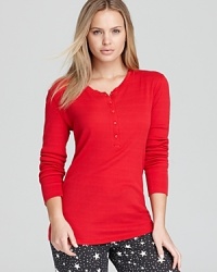 A hot-hued henley from PJ Salvage. A hot-hued henley from PJ Salvage.