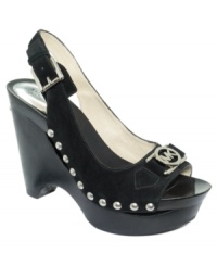 Chunky and cool with a studded platform. MICHAEL by Michael Kors' Charm slingback platform pumps are a sexy and welcome addition to your shoe wardrobe. Chunky and cool with a studded platform. MICHAEL by Michael Kors' Charm slingback platform pumps are a sexy and welcome addition to your shoe wardrobe.