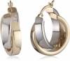 Duragold 14k Yellow Gold or White Gold or Two-Tone Satin and Polished Crossover Hoop Earrings