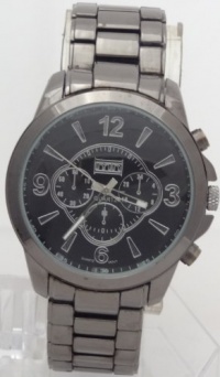 Mark Naimer Quartz XL Men Watch Chronograph-style Look Case Black Ceramic-style looking Metal Band Mark Naimer Quartz XL Men Watch Chronograph-style Look Case Black Ceramic-style looking Metal Band