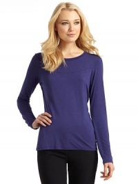 THE LOOKA simple silhouette in fine, silky jerseyGraceful banded round necklineFront yokeLong sleevesTiny beaded butterfly logo at back neckTHE FITAbout 25 from shoulder to hemTHE MATERIAL92% viscose/8% elastaneCARE & ORIGINHand washImportedModel shown is 5'9½ (176cm) wearing US size Small. THE LOOKA simple silhouette in fine, silky jerseyGraceful banded round necklineFront yokeLong sleevesTiny beaded butterfly logo at back neckTHE FITAbout 25 from shoulder to hemTHE MATERIAL92% viscose/8% elastaneCARE & ORIGINHand washImportedModel shown is 5'9½ (176cm) wearing US size Small.