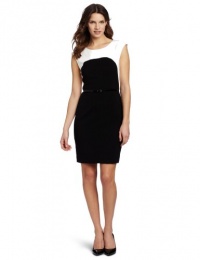 Calvin Klein Women's Color Block Sleeveless Dress, Eggshell/Black, 4 Calvin Klein Women's Color Block Sleeveless Dress, Eggshell/Black, 4
