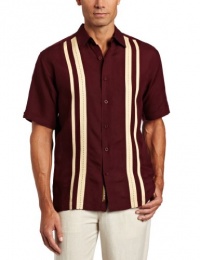 Cubavera Men's Short Sleeve Panel Stripe with Pickstich Cubavera Men's Short Sleeve Panel Stripe with Pickstich