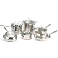 Emeril Stainless Steel with Copper and Pouring Spouts Dishwasher Safe 10-Piece Cookware Set, Silver Emeril Stainless Steel with Copper and Pouring Spouts Dishwasher Safe 10-Piece Cookware Set, Silver