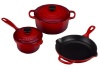 Le Creuset MS12051-67 Signature Cast Iron 5-Piece Cookware Set, Cherry