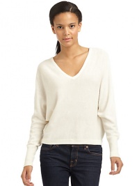THE LOOKDouble v-neckLong dolman sleevesRibbed cuffsPullover styleTHE FITAbout 21 from shoulder to hemTHE MATERIALWool/nylon/cashmereCARE & ORIGINDry cleanImportedModel shown is 5'9 (175cm) wearing US size Small. THE LOOKDouble v-neckLong dolman sleevesRibbed cuffsPullover styleTHE FITAbout 21 from shoulder to hemTHE MATERIALWool/nylon/cashmereCARE & ORIGINDry cleanImportedModel shown is 5'9 (175cm) wearing US size Small.