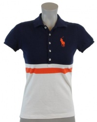 Ralph Lauren Sport Womens Big Pony Polo Shirt - S - Orange/White/Navy Ralph Lauren Sport Womens Big Pony Polo Shirt - S - Orange/White/Navy