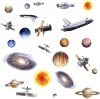 RoomMates RMK1003SCS Space Travel Peel and Stick Wall Decals RoomMates RMK1003SCS Space Travel Peel and Stick Wall Decals
