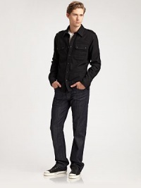 Military inspiration for the off-duty man in an easy-wearing wool blend with an angled yoke and flap pockets at the chest. Snap front Chest flap pockets Cotton lining 55% wool/30% viscose/15% spandex Dry clean Imported Military inspiration for the off-duty man in an easy-wearing wool blend with an angled yoke and flap pockets at the chest. Snap front Chest flap pockets Cotton lining 55% wool/30% viscose/15% spandex Dry clean Imported