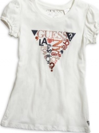 GUESS Kids Girls Big Girl Puff Sleeve Triangle Tee, WHITE (14) GUESS Kids Girls Big Girl Puff Sleeve Triangle Tee, WHITE (14)