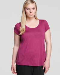 A vivid jewel tone lends luxe appeal to a classic Eileen Fisher Plus tee. Set off the shade with sleek separates and turn heads in brilliant color. A vivid jewel tone lends luxe appeal to a classic Eileen Fisher Plus tee. Set off the shade with sleek separates and turn heads in brilliant color.