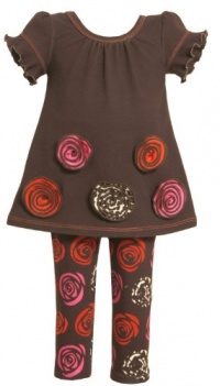 Bonnie Baby-girls Newborn Knit Top With Rusched Flowers and Print Legging Bonnie Baby-girls Newborn Knit Top With Rusched Flowers and Print Legging