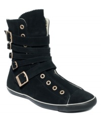 An American classic gets a buckled-up make-over. The All-Star Light Multi Strap booties by Converse are made of luxe suede and feature multiple buckled straps along the vamp. An American classic gets a buckled-up make-over. The All-Star Light Multi Strap booties by Converse are made of luxe suede and feature multiple buckled straps along the vamp.