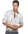 Get the latest news on style and comfort with this modern print, lightweight shirt from Bar III.