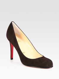 A look that never loses its appeal, this constant classic is interpreted in rich suede with a simple rounded toe. Self-covered heel, 4 (100mm) Leather lining Padded insole Signature red leather sole Made in ItalyOUR FIT MODEL RECOMMENDS ordering one half size up as this style runs small. A look that never loses its appeal, this constant classic is interpreted in rich suede with a simple rounded toe. Self-covered heel, 4 (100mm) Leather lining Padded insole Signature red leather sole Made in ItalyOUR FIT MODEL RECOMMENDS ordering one half size up as this style runs small.