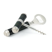 Handsome plaid leather handles add striking heritage style to this Ralph Lauren bar tool set, featuring a bottle opener and corkscrew. Handsome plaid leather handles add striking heritage style to this Ralph Lauren bar tool set, featuring a bottle opener and corkscrew.