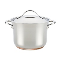 Strong, longlasting stainless steel construction makes this durable stock pot from Anolon perfect for creating hearty stews, flavorful sauces and more. The handles are secured with sturdy dual rivets, making it easy to maneuver and transport. Strong, longlasting stainless steel construction makes this durable stock pot from Anolon perfect for creating hearty stews, flavorful sauces and more. The handles are secured with sturdy dual rivets, making it easy to maneuver and transport.