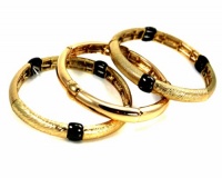 Alfani Bracelets, Gold and Hematite-Tone Textured Thin Stretch Bracelets, Set of 3 Alfani Bracelets, Gold and Hematite-Tone Textured Thin Stretch Bracelets, Set of 3