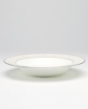 This versatile and stylish soup bowl will coordinate perfectly with a variety of table linens and flatware. An ornate scroll motif trimmed in platinum adds a sophisticated sensibility to your tabletop.