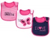 Carter's I LOVE daddy, I LOVE kisses, mommy's SWEETIE Baby teething/feeding Bib ~ Set of 3 Bibs, Girl (Stripe, Solid & Dot)