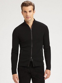 Luxuriously crafted in the finest Italian merino wool, a sleek full-zip sweater is tailored in a trim, contemporary silhouette for masculine polish.Double-zip frontSide zip pocketsMerino woolDry cleanMade in Italy Luxuriously crafted in the finest Italian merino wool, a sleek full-zip sweater is tailored in a trim, contemporary silhouette for masculine polish.Double-zip frontSide zip pocketsMerino woolDry cleanMade in Italy