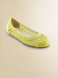 Graceful flats with a lacy, open-weave construction.Leather upperClosed toeLeather footbed and liningPadded insoleLeather and rubber soleImported Graceful flats with a lacy, open-weave construction.Leather upperClosed toeLeather footbed and liningPadded insoleLeather and rubber soleImported
