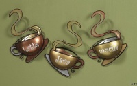 Coffee Cup Latte Mocha Java Metal Wall Decor Set of 3 Coffee Cup Latte Mocha Java Metal Wall Decor Set of 3