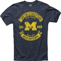 Michigan Wolverines Heathered Navy Rockers Ring Spun T-Shirt Michigan Wolverines Heathered Navy Rockers Ring Spun T-Shirt