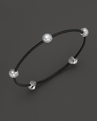 Charriol Stainless Steel Black PVD Celtic Noir Bangle with Pearls Charriol Stainless Steel Black PVD Celtic Noir Bangle with Pearls