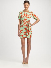 Step out in this lady-like silhouette of fine woven silk with a vivid print. BoatneckShort sleevesSelf-tie beltV-backAbout 16 from natural waistSilkDry cleanImportedModel shown is 5'9 (175cm) wearing US size 4. Step out in this lady-like silhouette of fine woven silk with a vivid print. BoatneckShort sleevesSelf-tie beltV-backAbout 16 from natural waistSilkDry cleanImportedModel shown is 5'9 (175cm) wearing US size 4.