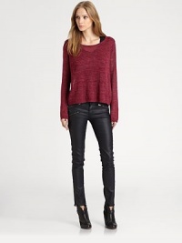 Crafted with the designer's simple yet chic aesthetic, this lightweight staple has dropped shoulders and banded trim. BoatneckDropped shouldersLong sleevesBanded cuffs and hemViscose/nylonDry cleanImported of Italian fabricModel shown is 5'9 (176cm) wearing US size Small. Crafted with the designer's simple yet chic aesthetic, this lightweight staple has dropped shoulders and banded trim. BoatneckDropped shouldersLong sleevesBanded cuffs and hemViscose/nylonDry cleanImported of Italian fabricModel shown is 5'9 (176cm) wearing US size Small.