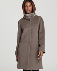 A classic look that channels old Hollywood glamour with a shorter, modern length that's both flattering and easy to wear. Soft wool with a striking mink collar makes this Cinzia Rocca coat a bonafide standout this season. A classic look that channels old Hollywood glamour with a shorter, modern length that's both flattering and easy to wear. Soft wool with a striking mink collar makes this Cinzia Rocca coat a bonafide standout this season.