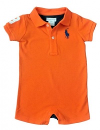 Ralph Lauren Layette Boys Big Pony Color-Block Shortall, Bright Signal Orange, 9 M Ralph Lauren Layette Boys Big Pony Color-Block Shortall, Bright Signal Orange, 9 M