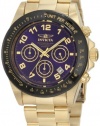 Invicta Men's 10704 Speedway Chronograph Blue Dial 18k Gold Ion-Plated Stainless Steel Watch