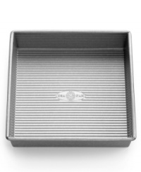 Proud to be American made! The commercial-grade heavy-gauge aluminized steel pan features a unique fluted surface that promotes even air circulation while baking, so your sweet treats are always perfectly delicious. A nonstick, environmentally-friendly silicone finish is safe, natural and simply the best for baking. Lifetime warranty. Proud to be American made! The commercial-grade heavy-gauge aluminized steel pan features a unique fluted surface that promotes even air circulation while baking, so your sweet treats are always perfectly delicious. A nonstick, environmentally-friendly silicone finish is safe, natural and simply the best for baking. Lifetime warranty.
