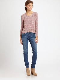 Slim, straight-leg denim in a chic, slightly cropped silhouette.THE FITFitted through hips and thighsRise, about 7Inseam, about 30THE DETAILSZip flyFive-pocket styleSignature stitch back patch pockets95% cotton/5% polyurethaneMachine washMade in USA of imported fabricModel shown is 10 (177cm) wearing US size 4. Slim, straight-leg denim in a chic, slightly cropped silhouette.THE FITFitted through hips and thighsRise, about 7Inseam, about 30THE DETAILSZip flyFive-pocket styleSignature stitch back patch pockets95% cotton/5% polyurethaneMachine washMade in USA of imported fabricModel shown is 10 (177cm) wearing US size 4.