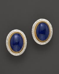Framed in sterling silver and 24K gold, lapis stones shine on Gurhan's Parliament earrings. Framed in sterling silver and 24K gold, lapis stones shine on Gurhan's Parliament earrings.