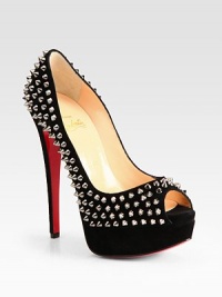 EXCLUSIVELY AT SAKS. Metal studs add downtown-chic vibes to this timeless suede platform pump. Self-covered heel, 5½ (140mm)Covered platform, 1½ (40mm)Compares to a 4 heel (100mm)Studded suede upperPeep toeLeather liningSignature red leather solePadded insoleMade in ItalyOUR FIT MODEL RECOMMENDS ordering one half size up as this style runs small. EXCLUSIVELY AT SAKS. Metal studs add downtown-chic vibes to this timeless suede platform pump. Self-covered heel, 5½ (140mm)Covered platform, 1½ (40mm)Compares to a 4 heel (100mm)Studded suede upperPeep toeLeather liningSignature red leather solePadded insoleMade in ItalyOUR FIT MODEL RECOMMENDS ordering one half size up as this style runs small.