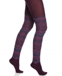 There's nothing more chic than chevron. So, step up your style status with these classic sweater tights from Kensie, featuring a colorful chevron pattern that's sure to get you noticed.