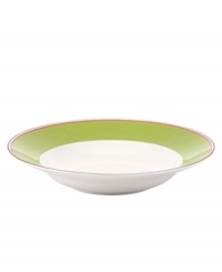 Have more fun at the table with the peppy pink and green bands and sublime durability of this Market Street Green soup bowl by kate spade. Have more fun at the table with the peppy pink and green bands and sublime durability of this Market Street Green soup bowl by kate spade.