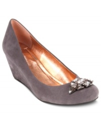 Pretty little things atop a pretty little shoe. BCBGeneration's Treese wedges feature a sparkly jeweled embellishment on the vamp. Pretty little things atop a pretty little shoe. BCBGeneration's Treese wedges feature a sparkly jeweled embellishment on the vamp.