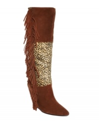 What do you get when the animal kingdom meets the wild wild west? Betsey Johnson's Zohara fringe boots! With an animal print panel and trendy fringe details, this style is not for the shy. What do you get when the animal kingdom meets the wild wild west? Betsey Johnson's Zohara fringe boots! With an animal print panel and trendy fringe details, this style is not for the shy.